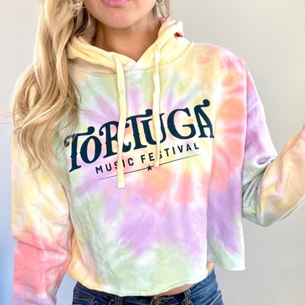 Tortuga music festival tie-dyed cropped hoodie